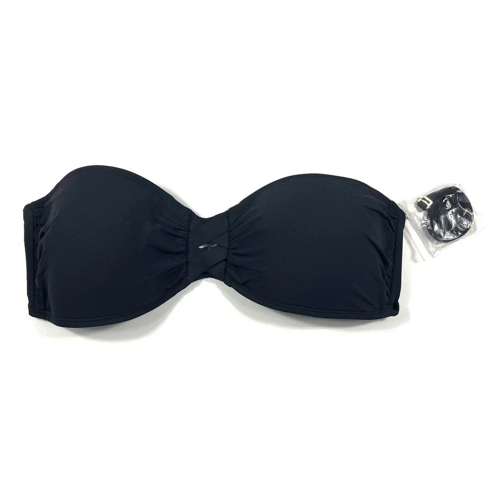Bleu Rod Beattie Black Bandeau Bikini Top Removable Strap Size 10 NWT $81‎
